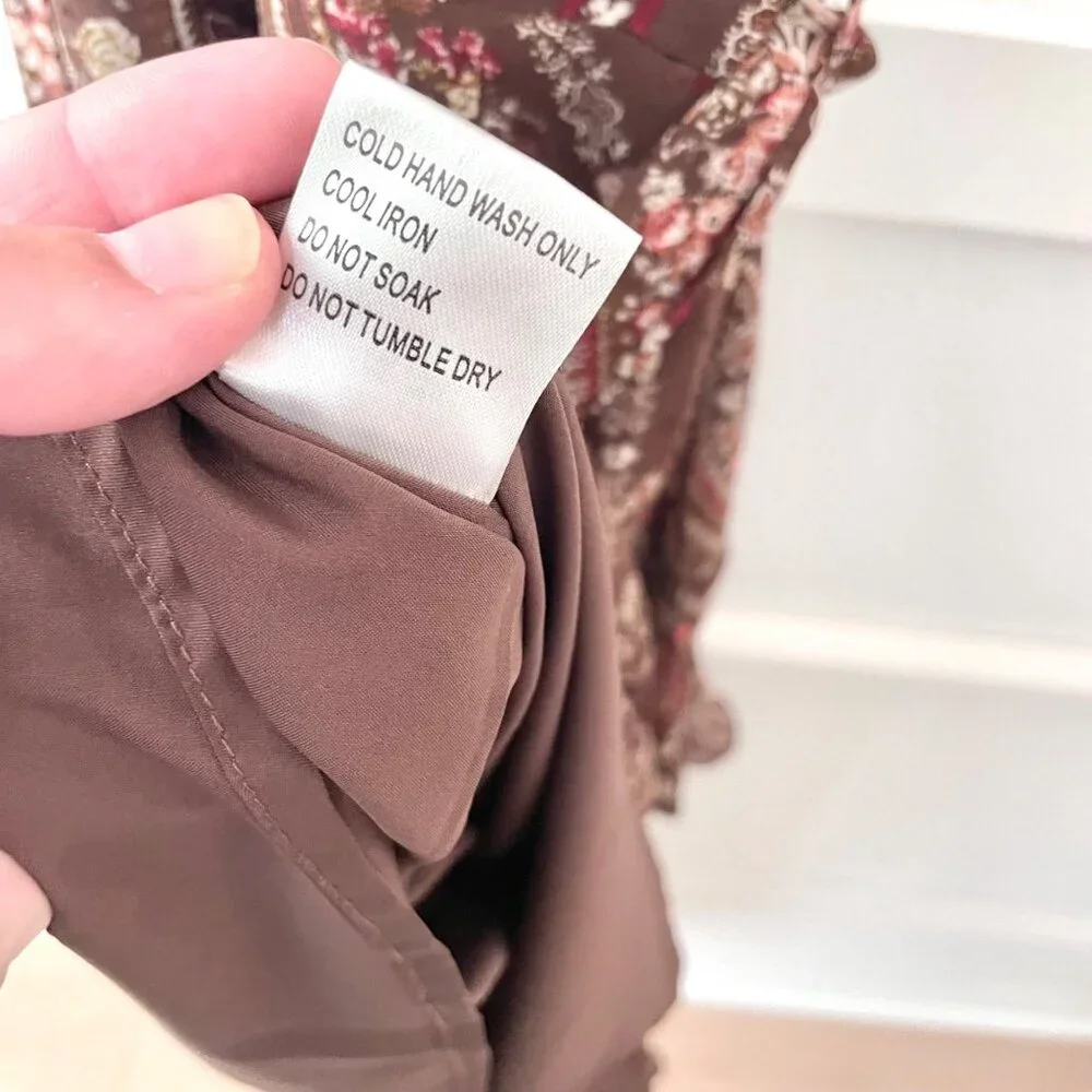 Petal + Pup Women's Tia Dress Size 2 Brown Paisley Floral Midi - Picture 6 of 9